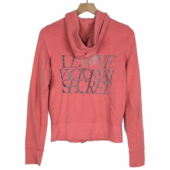 VICTORIAS SECRET Hoodie Sweatshirt Jacket Supermodel Essentials Bling Medium - Picture 14 of 14